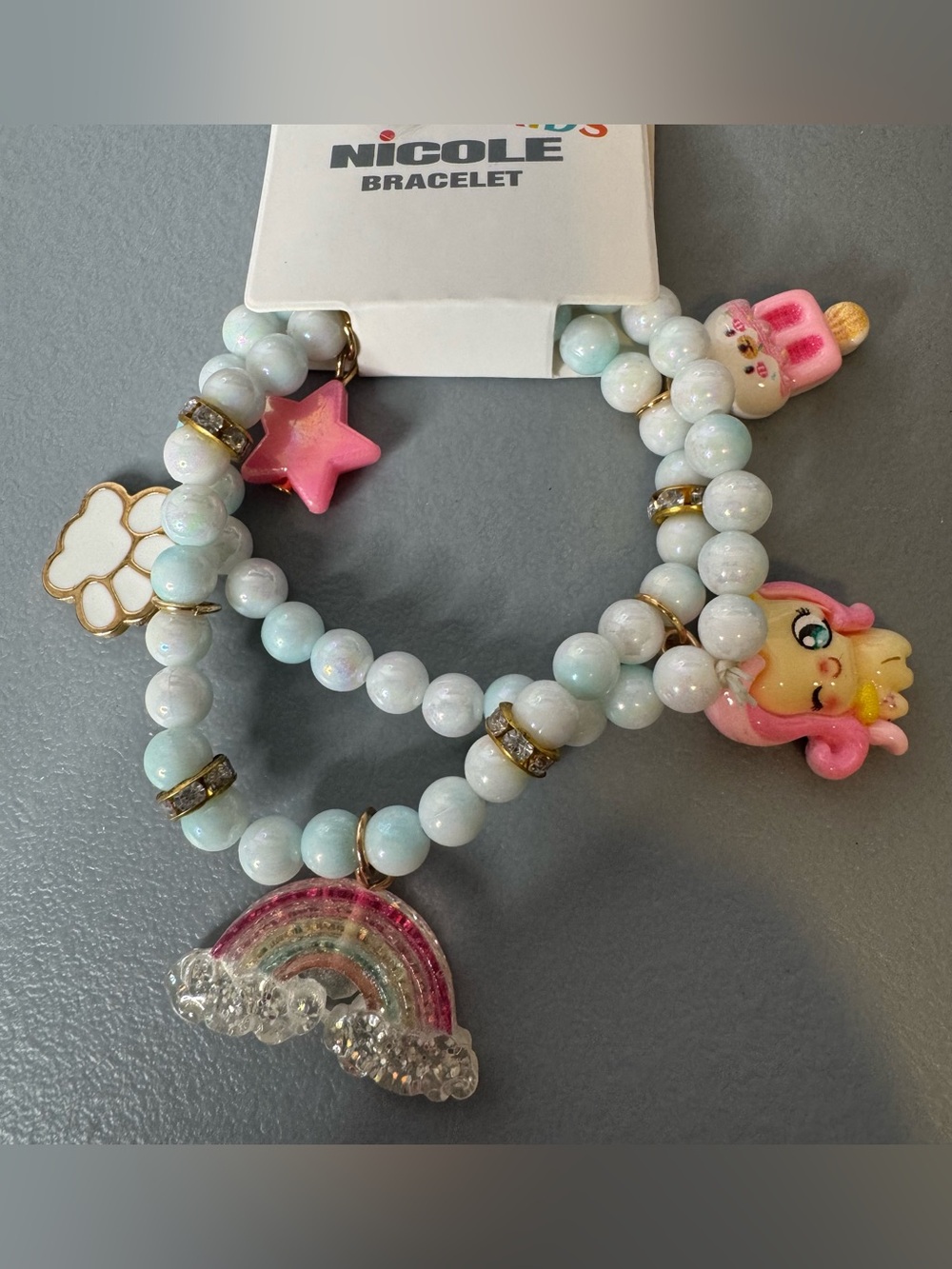 Nicole Pastel Blue Beaded Bracelet Set with Charms my little pony